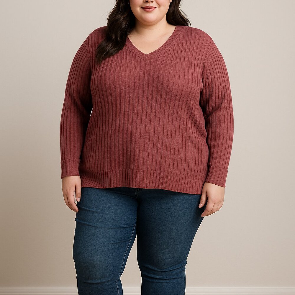 Sampeel Ribbed Knit V-Neck Sweater‎ – XX